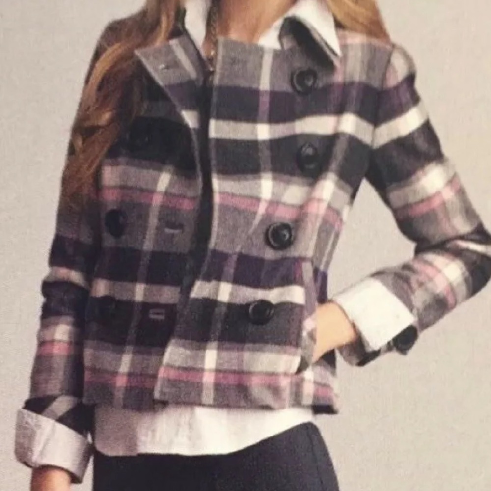 NEW CAbi Gray Purple Plaid #208 Peacoat 8